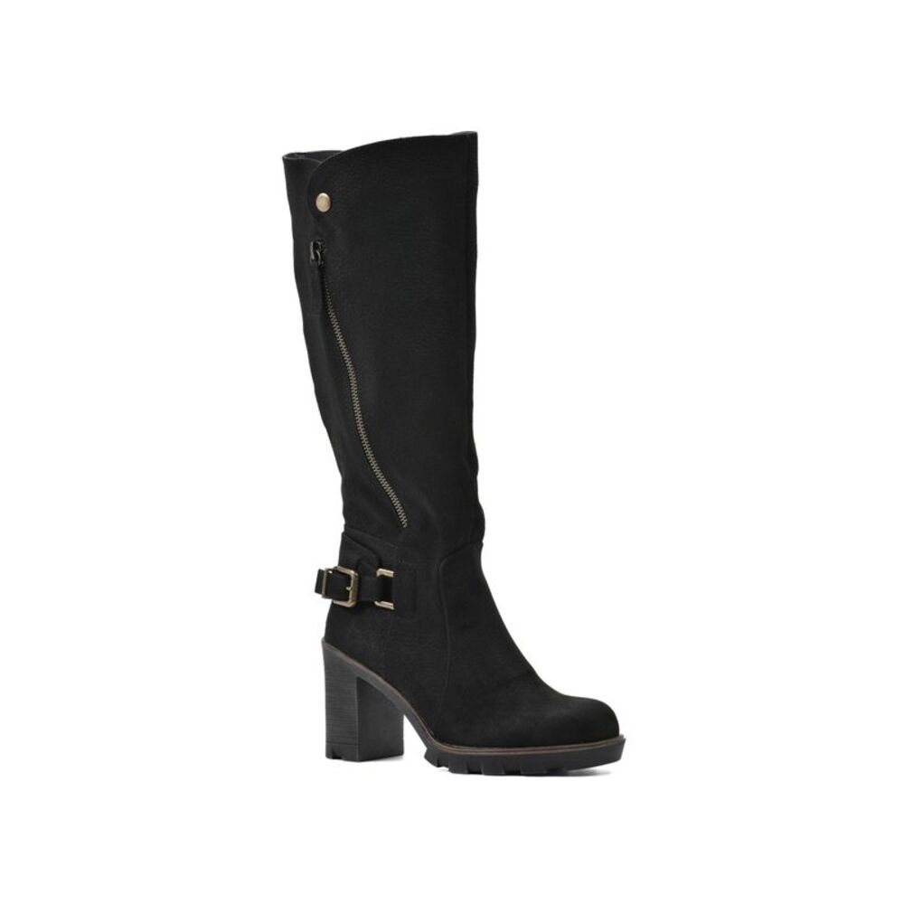 WHITE MOUNTAIN Womens Black Buckled Strap Berlin Round Toe Boots Shoes 5 M